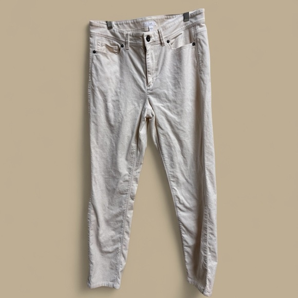 J. Jill Pants - J. Jill Cream Slim Fit Pants Women’s 8 Soft Cotton Blend Mid Rise Stretch